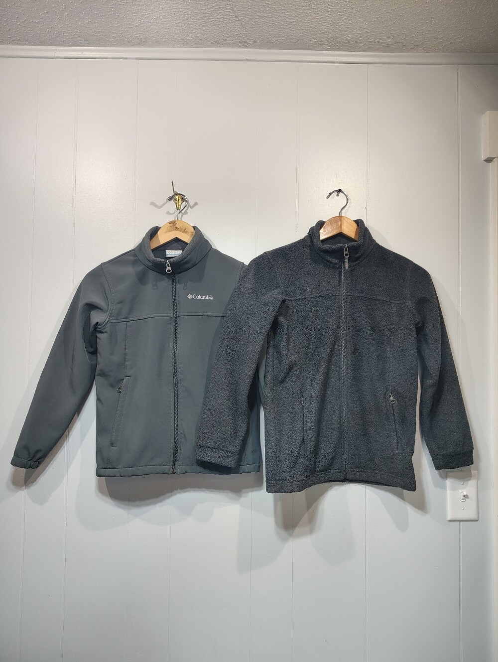 Columbia Boys M 10/12 Softshell Jacket Fleece Lot 2pc Bowen Lake Steens Gray